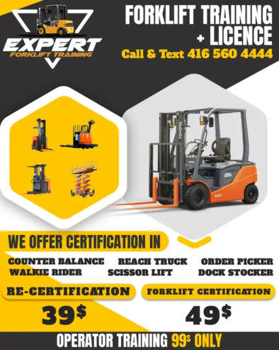 Forklift Training / Certification in $39 Only in Brampton